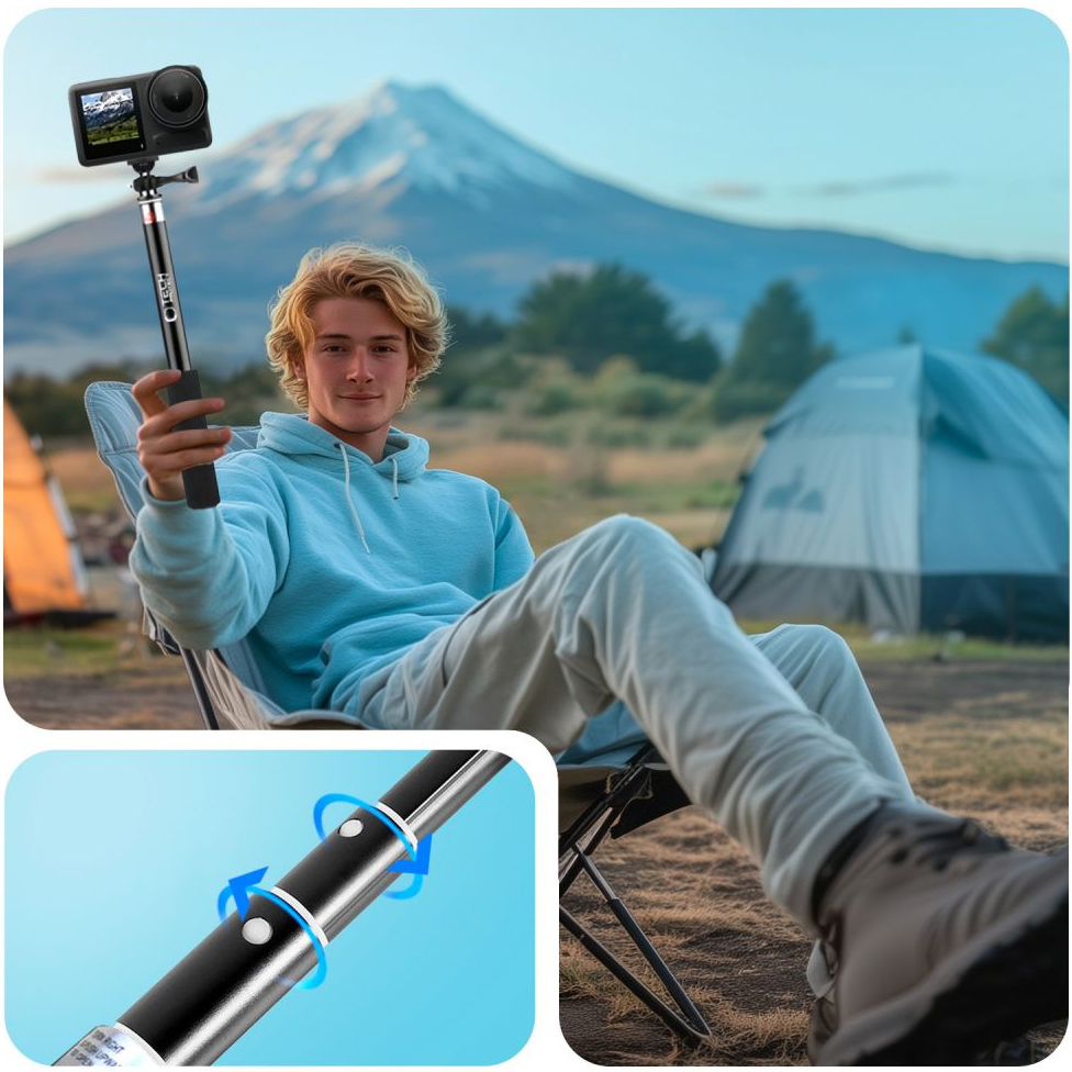 Selfie Stick do kreatywnych ujęć Tech-Protect GA100 panoramiczne vlogowanie, Czarny